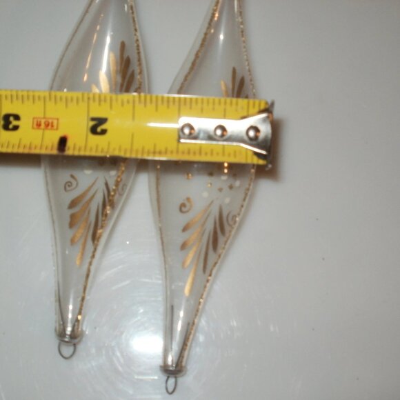 Hand Painted Vintage Hand Blown Christmas TREE ORNAMENT Old World Ornaments Gold - Picture 3 of 5